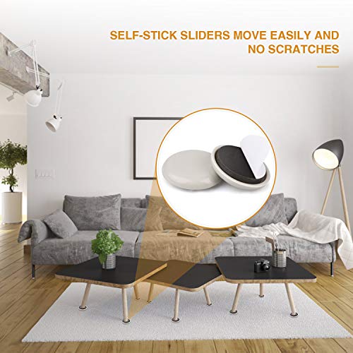 24PCS Furniture Sliders for Carpet & Hardwood Floors,1-1/2" Chair Sliders - size: 1 1/2 Inch Round