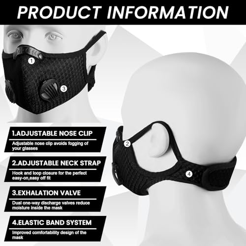 Threlaco 6 Pcs Dust Mask Reusable Respirator Mask - color: Black, Light Gray, Dark Gray