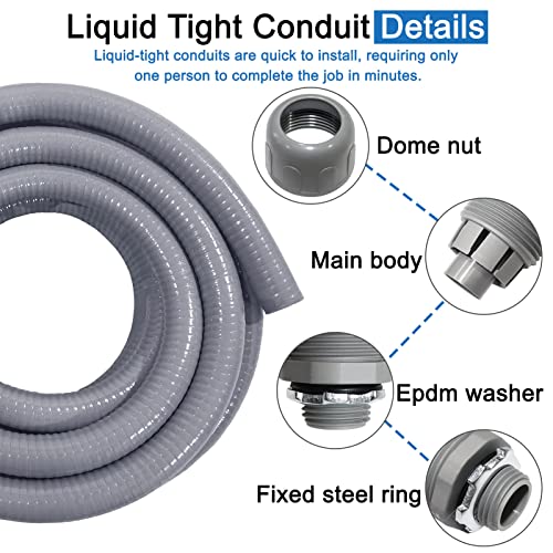 3/4 Inch 25ft Electrical Conduit Kit UL Certification,3/4 Flex Conduit - size: 3/4IN,25FT