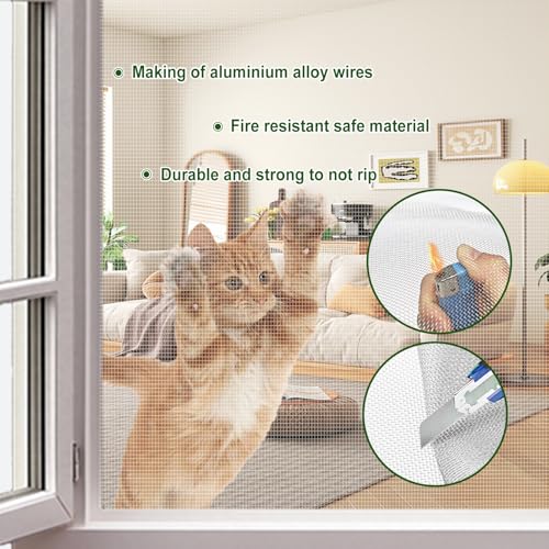 Aluminum Window Screen mesh, 3'x25' Replacement Mosquito Net Roll, Silver - color: Silver, size: 3'x25'