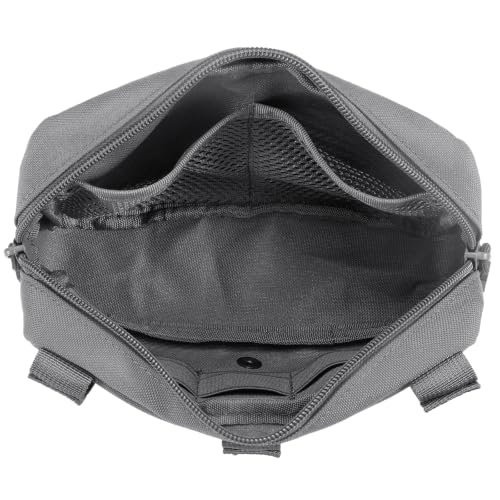 FRTKK Tactical Molle Admin Pouch Utility Laser Cut EDC Tool Pouch Bag Horizontal Modular Pouches Include US Flag Patch and Keychain - color: Grey