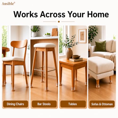 Ansible 36Pcs Chair Leg Floor Protectors for Hardwood Floors, Silicone Caps - size: X-Small