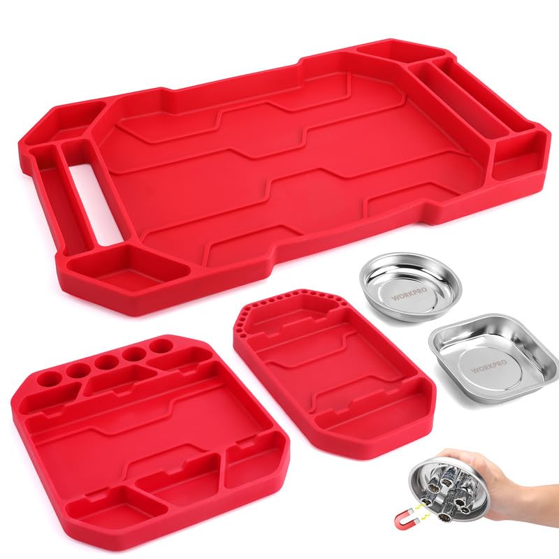 WORKPRO 5-Piece Tool Organizer, Non-Slip Flexible Tool Tray Set