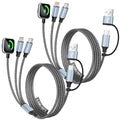 Travel Essentials 3 in 2 Multi Charging Cable for iWatch Charger/iPhone17-8 - color: Greywhite, size: 2Pack 5FT
