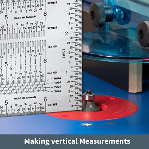POWERTEC 80026 18 Inch Precision Marking T Rule, Stainless Steel Woodworking T Square Ruler for Marking, Measuring, Scribing Tool - size: 18" T ruler