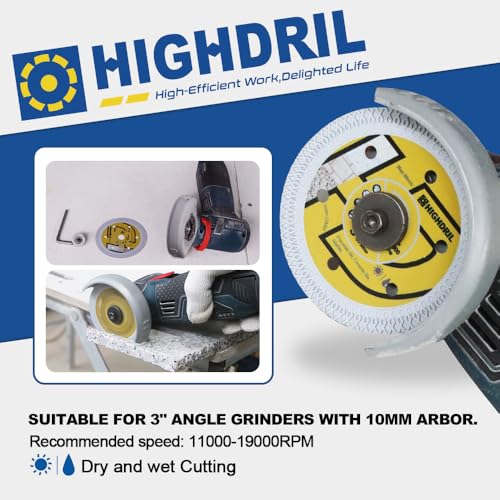 HIGHDRIL Diamond Tile Blade 3" 75mm x Arbor 3/8" 10mm - 4pcs X Mesh Angle Grinder Cutting Disc for Cutting Porcelain Tile Ceramic Marble Granite - size: Diamond Tile Blade