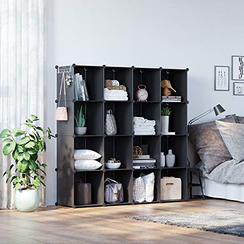 C&AHOME 16 Cube Storage Organizer Cube Shelves Units Storage Cubes, Black - color: Black