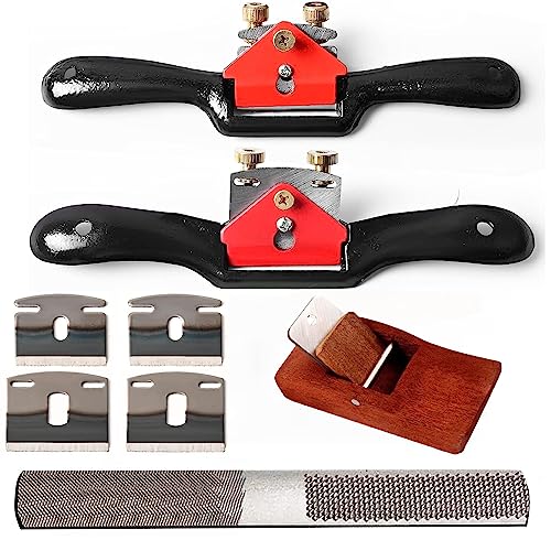 Spokeshave Set, 6pcs Metal Blades, Portable Plane & 4-Way Wood Rasp File
