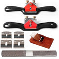 Spokeshave Set, 6pcs Metal Blades, Portable Plane & 4-Way Wood Rasp File