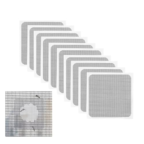 Self-Adhesive Window Screen Repair Patch Strong Adhesive Fiberglass Quick Screen Repair Tape Repair for Window and Door Tears Holes for Mesh Screen Door and Gauze curtain,10 Patches, 4"x 4",Gray - color: Grey-4"x 4"