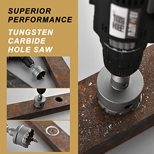 20Pcs TCT Carbide Hole Saw Kit with 4 Drill Bits,Hole Saw Set for Metal,Tipped Tooth Cutting Hole Saw, Hole Cutter Heavy Duty for Stainless Steel,Iron,Aluminum,Sheet Metal (5/8''to 3-15/16'') - size: （5/8" to 3-15/16")-20PC