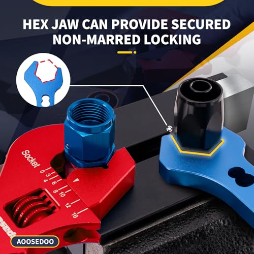 Adjustable AN Fittings Wrench AN Wrench for Hose Fitting Adapters AN Fitting Tool 3AN-16AN Lightweight Aluminum Red. With a Double Hose End Fitting Wrench 6AN Socket-AN8 B-nut Blue - color: Red & Blue