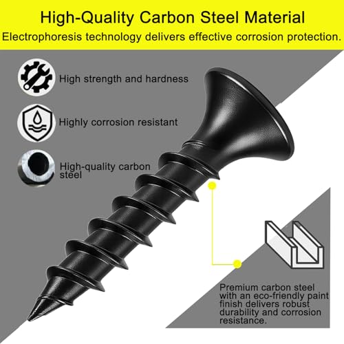 #7 x 3/4" Black Drywall Screws for Wood, Flat Head Self Tapping (100Pcs) - size: #7 x 3/4" (100Pcs)
