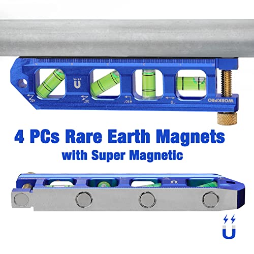 WORKPRO 6.3 Inch Magnetic Torpedo Level, Bubble Level Tool, Aluminium Alloy - size: 6.3inches