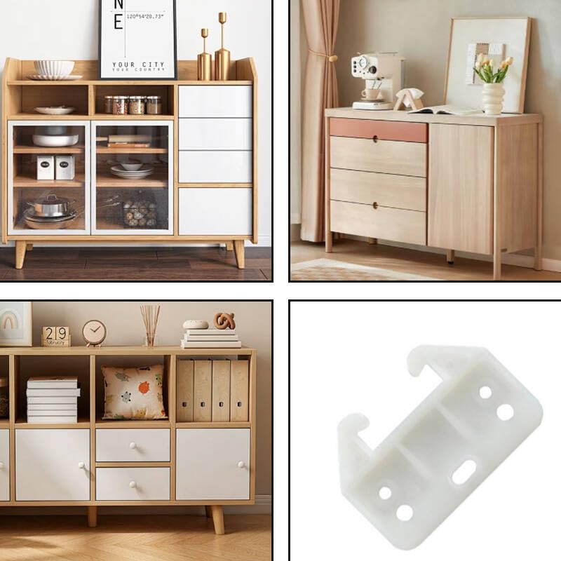 Drawer Slide Guides Bottom Mount, 12 Pack Plastic Drawer Track Rail Brackets with Mounting Screws for Dresser, Cabinet, Closet, and More