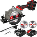 6" Cordless Circular Saw, 21V Compact Wireless Circular Saw, 4.0Ah Battery, 5800RPM, Max Cut 2-1/6" (90°), 1-1/4" (45°),w/40T & 60T Blades,Fast Charger (1Hr),Applicable to Wood,Aluminum & Plastic
