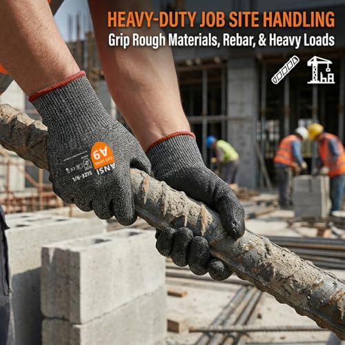 Donfri Level 9 Cut Resistant Work Gloves, Reinforced Thumb - size: Large