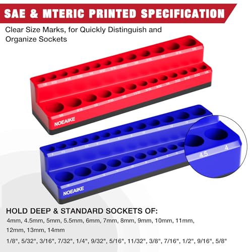 2-Pack 1/4 Inch Magnetic Socket Organizer Metric &SAE - size: 1/4"SAE&METRIC/2PCS