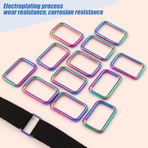 PECMER Rainbow 1 Inch Rectangle Rings for Purses Bag Making Hardware-12 PCS - color: Rainbow Rectangle Rings-12 Pcs-1 Inch