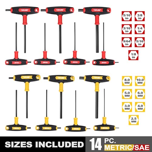 Topline 14-Piece Allen Wrench Set, Long Arm Hex Key Set with Storage Box