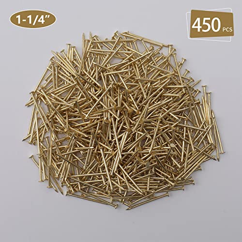 JEGONFRI 450PCS 1-1/4" x 16Ga Brass Plated Nails for Hanging Pictures - color: Gold, size: 1-1/4 In , 450 Pcs