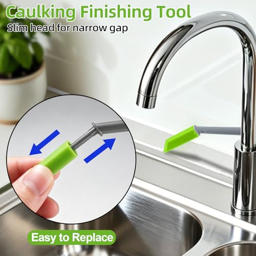 GOOPREEN 16pcs Silicone Caulking Tool Kit, Dual-End Caulk Remover Tool