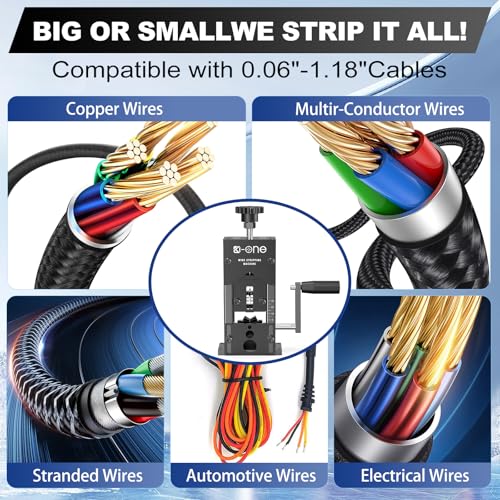 180W Automatic Wire Stripper Machine, Electric Wire Stripper For 0.06-1.18"（1.5-30mm）, Wire Stripping Tool for Copper Cable Recycling, 80ft/min