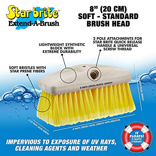 STAR BRITE 8" Soft Bristle Wash Brush for Finished Surfaces - color: Yellow, size: Standard 8" Brush