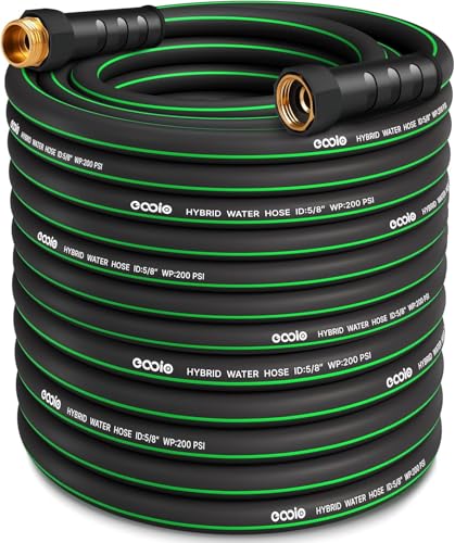 Heavy Duty Garden Hose 100ft, NON-EXPANDABLE Flexible Water Hose, Kink Resistant Lightweight Hybrid Hose, Leakproof Hose Male to Female Fittings - color: Black+Green, size: 100ft