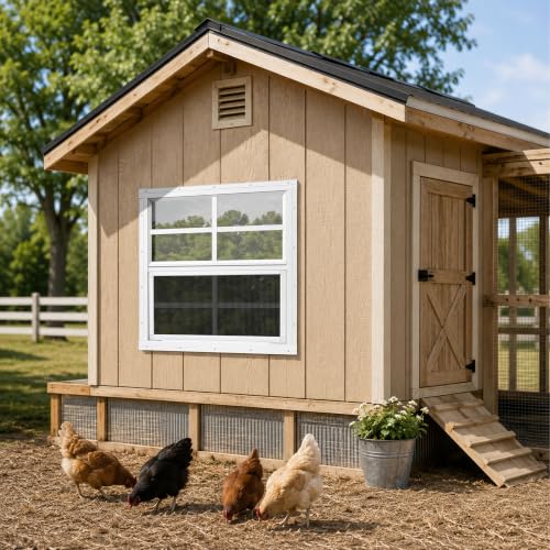 2 Pack Shed Windows, Chicken Coop Windows, 30" x 30" White - color: White, size: 30" x 30"