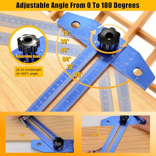GRENPRO Speed Combination T-Square Woodworking Carpenter Angle Finder Ruler - color: Blue