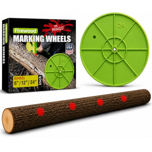 The Mingo Marker 24 inch Firewood Marking Wheel -Chainsaw Firewood Measuring Tool Marking 6,12, and 24 inches - Measuring Marker - Mingo Marker Firewood Cutting Tools - Firewood Logging Tools - size: 6-12-24 inch