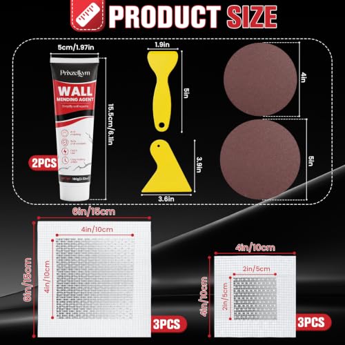 Drywall Repair Kit, Spackle wall Repair Kit, Used for Repairing wall Holes and Cracks, White wall Repair Putty kit, Dry Wall Patch with Scraper and Sandpaper for Drywall Repair Patch Kit - size: 12