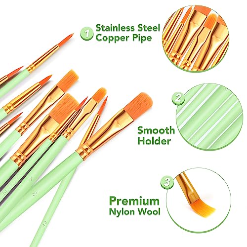 ESRICH 80PCS Paint Brushes, Paint Brush for Acrylic Painting - color: Green, size: 80
