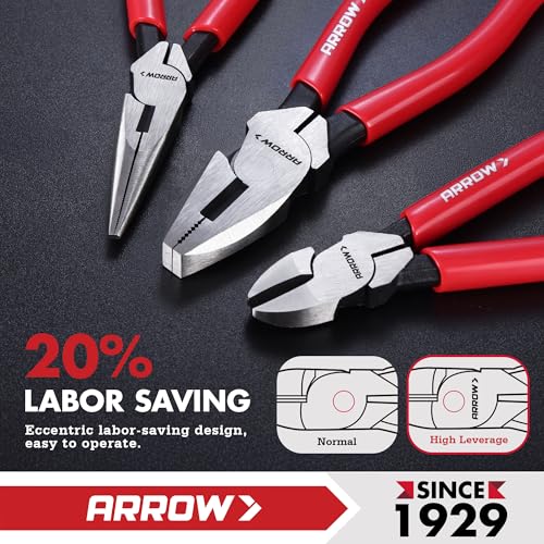 ARROW 3PCS Pliers Set, Premium Carbon Steel, High Leverage Design