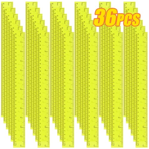 36 Pack 12" Clear Yellow Plastic Rulers, Back to School Measuring Supplies - color: Yellow