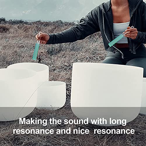 4 Pcs Singing Bowl Mallet Set Includes Solid and Hollow Acrylic Silicone Rubber Striker Mallet for Playing Quartz Crystal Singing Bowls with Bundle Pocket(PurpleGreen) - color: PurpleGreen