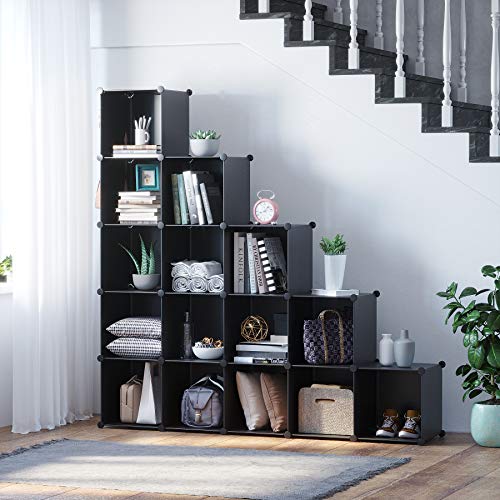 C&AHOME 16 Cube Storage Organizer Cube Shelves Units Storage Cubes, Black - color: Black