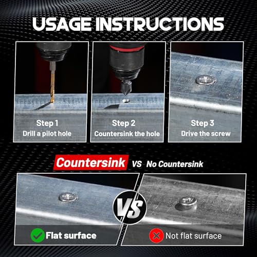 EZARC Countersink Drill Bit Set for Hard Metal, 5PCS with Storage Box