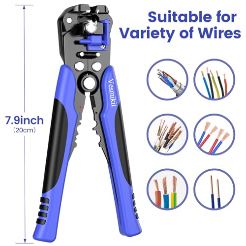 Wire Stripper and Crimping Tool,AWG 24-10 Automatic Stripper Tool with AWG 22-10 Ratchet Wire Crimper For Heat Shrink Connectors and Insulated Terminals, 3 in 1 Stripping/Cutting/Crimping