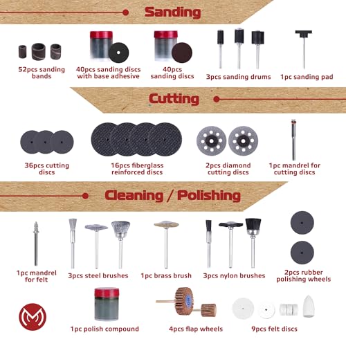 276 PCS Rotary Tool Accessories Kit, 1/8-in Shank Rotary Tool Kit, Universal Fitment for Easy Polishing, Sanding, Cutting, Drilling, Engraving, Sharpening, Grinding with Portable Storage Case - size: 276 Pcs