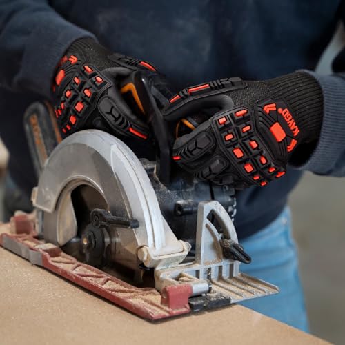 KAYGO TPR Impact Resistant Work Gloves for Men, MicroFoam Nitrile Coated | ANSI Cut Resistant Level A3, Anti-Abrasion & Firm Grip, TPR Back Impact Guard, for Mechanics, Construction, Glass Handling - size: Small