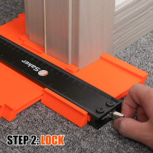 Saker Contour Gauge Profile Tool with Adjustable Lock 10 Inch Orange | Gifts for Men Women Father Dad Boyfriend Husband,Precisely Copy Irregular Shape Duplicator,Cool Gadgets for Woodworking - style: 10 INCH