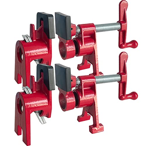 Sutekus 2Pack Pipe Clamps 3/4 Inch Wood Gluing Pipe Clamp Set with H-shaped Feet Bar Clamps Heavy Duty Woodworking Cast Iron Clamp Fixture (3/4 Inch)