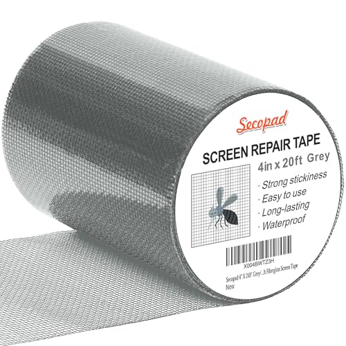 Secopad 4" x 240" (20FT) Screen Repair Tape, Screen Repair Kit, Grey - color: Gray, size: 4IN x 20FT