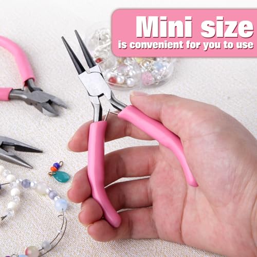 Mini Jewelry Pliers Set 3 Pcs Jewelry Making Tools Pliers Kit - style: Long Nose & Round Nose & Diagonal Pliers