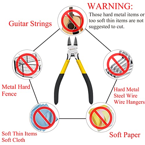 BOOSDEN Wire Cutter 5 inch Cutting Pliers Diagonal Cutter Snipper 5 Pack - size: 5"- 5 Pack