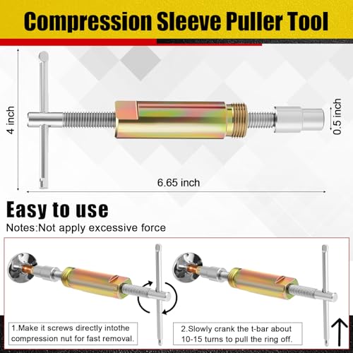 5 Pcs Angle Stop Wrench Kit Plumbing Tool, Compression Sleeve Puller for 1/2" Compression Fitting Ferrule Puller Removal Tool for 1/2" Copper Tubing 4-way Multi-functional Utility Key(Yellow) - color: Yellow