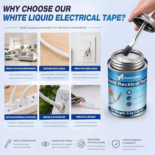 Liquid Electrical Tape 4oz Waterproof Liquid Tape Electrical Insulating Glue with Brush Cap, High Temperature Resistant Flexible Rubber Coating for Wires Cables, Plug, Automotive(Clear) - color: Clear