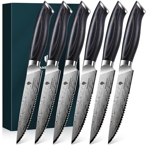 Steak Knives Set of 6, Powder Steel Steak Knife Set - size: 6PCS Steak Knife Set